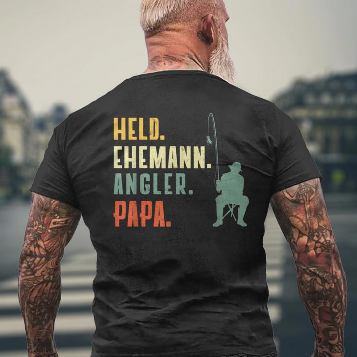 Husband Papa Angler Hero S T-Shirt mit Rückendruck Geschenke für alte Männer