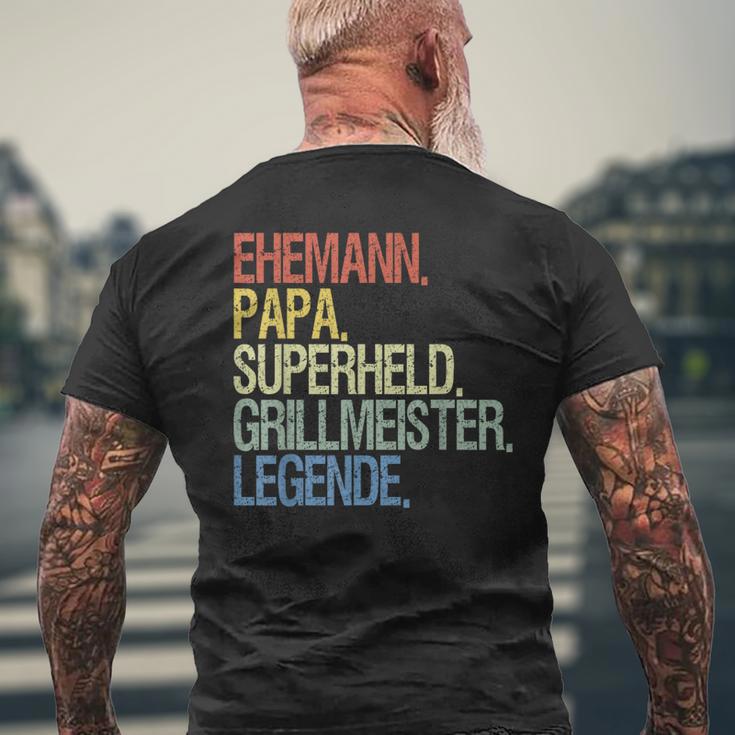 Husband Papa Grillmeister S T-Shirt mit Rückendruck Geschenke für alte Männer