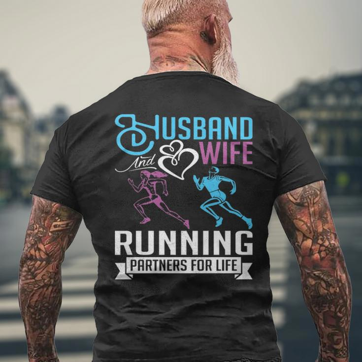 Husband And Wife Running Sweet Valentine’S Day Men's T-shirt Back Print Gifts for Old Men