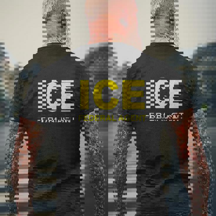 Ice Halloween Costume Federal Agent Police Immigration Mens Back Print T-shirt Gifts for Old Men