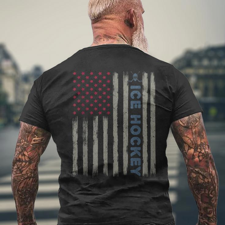 Ice Hockey American Flag Patriotic Usa 4Th Of July Vintage Men's T-shirt Back Print Gifts for Old Men