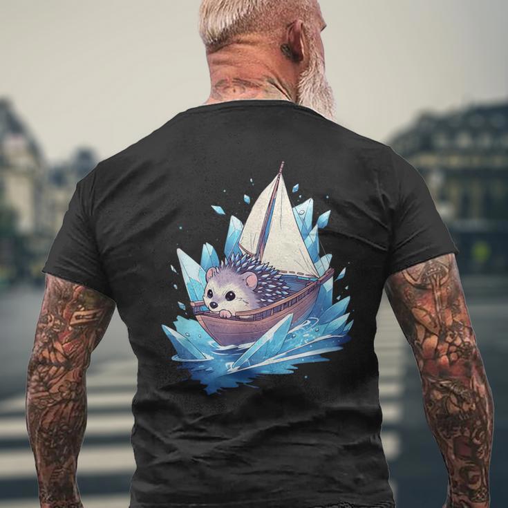 Ice Sailing Hedgehog Ice Sailing Ice Boating Yachting T-Shirt mit Rückendruck Geschenke für alte Männer