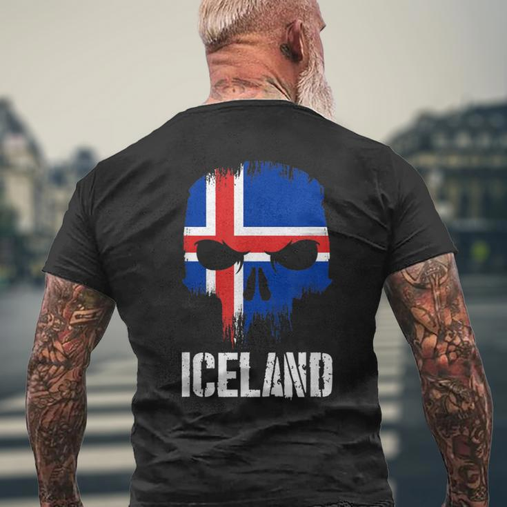 Iceland Flag Skull Icelandic Pride Patriotic Men's T-shirt Back Print Gifts for Old Men
