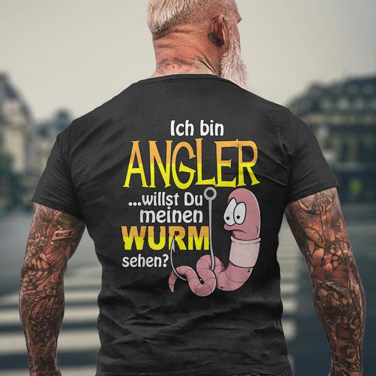 Ich Bin Angler, Willst Du Mein Wurm Sehen Kurzärmliges Herren-T-Kurzärmliges Herren-T-Shirt, Schwarz Geschenke für alte Männer