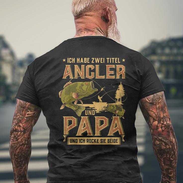 Ich Habe Zwei Titel Angler Und Papa Hecht Mann Carp Fishing S T-Shirt mit Rückendruck Geschenke für alte Männer