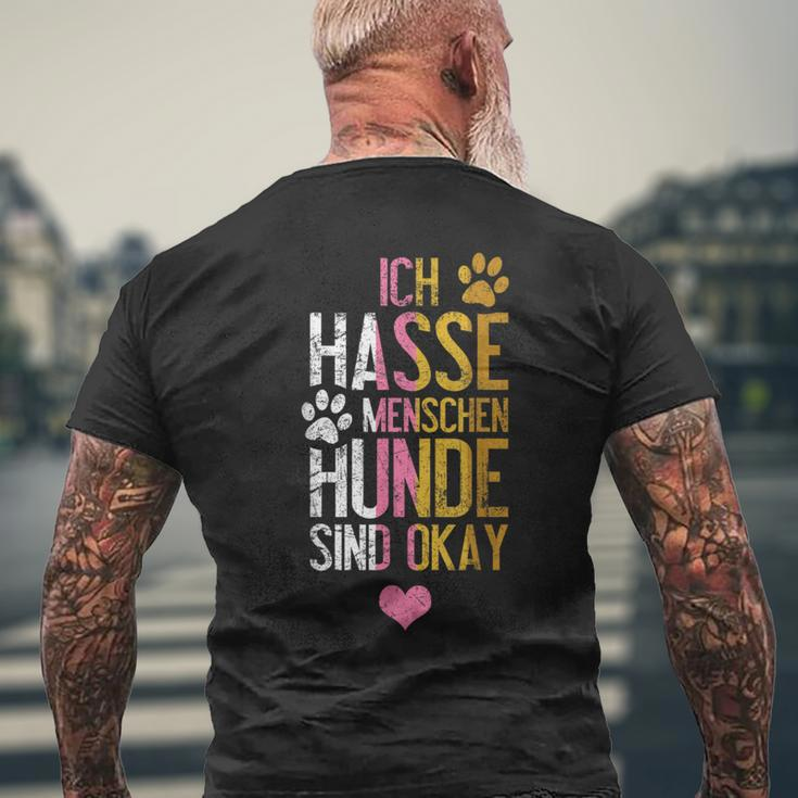 Ich Hasse Menschen Hunde Sind Ok Heart Vintage S T-Shirt mit Rückendruck Geschenke für alte Männer