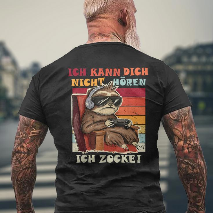 Ich Kann Dich Nicht Hören Ich Zocke Gamer Faultier T-Shirt mit Rückendruck Geschenke für alte Männer