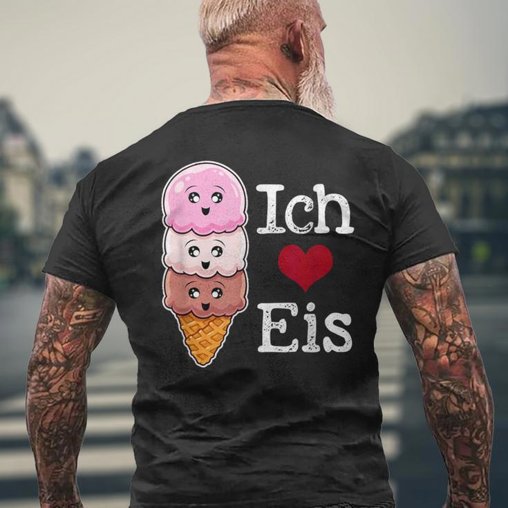 Ich Liebe Eiscreme In Waffle Horn Ice Balls T-Shirt mit Rückendruck Geschenke für alte Männer