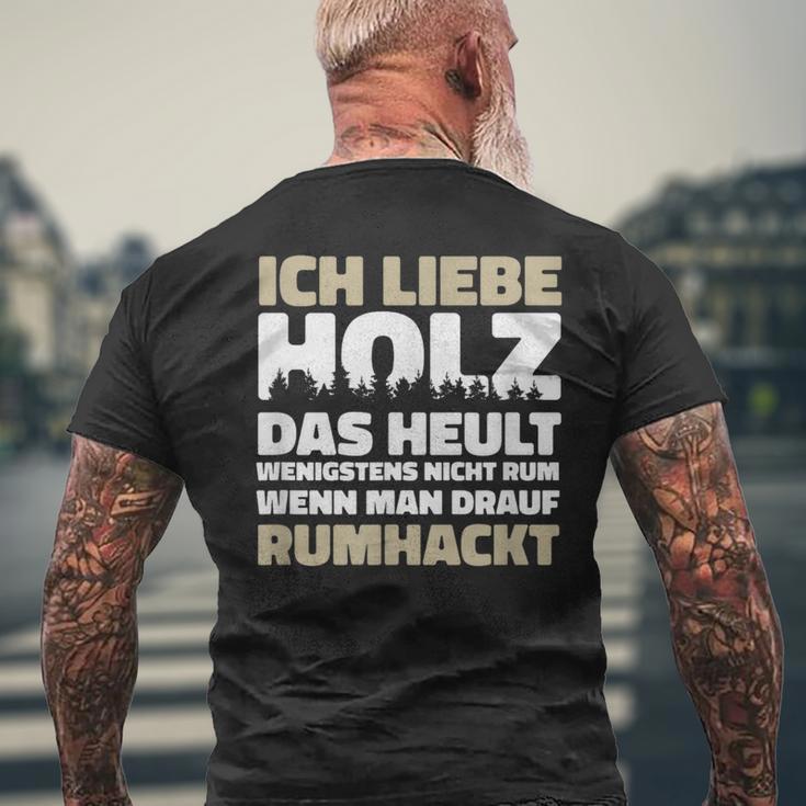 Ich Liebe Holz Holzfäller Ich Liebe Holz Lumberjack T-Shirt mit Rückendruck Geschenke für alte Männer