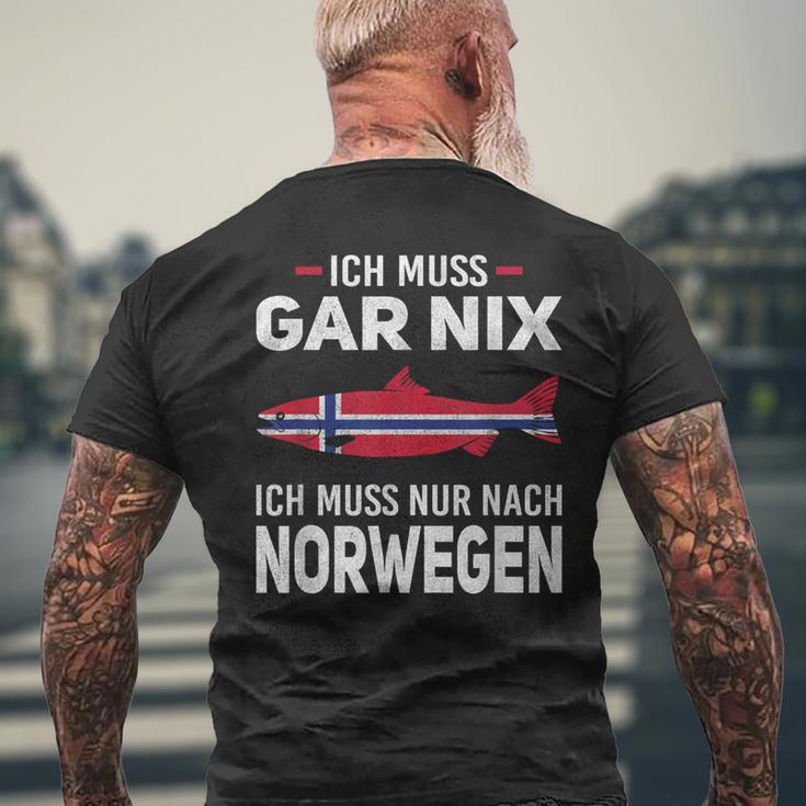 Ich Muss Gar Nix Ich Muss Nur Nach Norwegian Scandinavia T-Shirt mit Rückendruck Geschenke für alte Männer