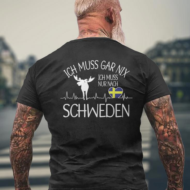 Ich Muss Nur Nach Sweden Ich Muss Gar Nix T-Shirt mit Rückendruck Geschenke für alte Männer