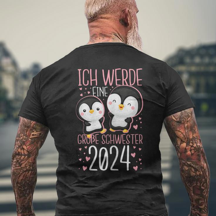 Ich Werde Eine Große Schwester 2024 Cute Penguin Motif T-Shirt mit Rückendruck Geschenke für alte Männer