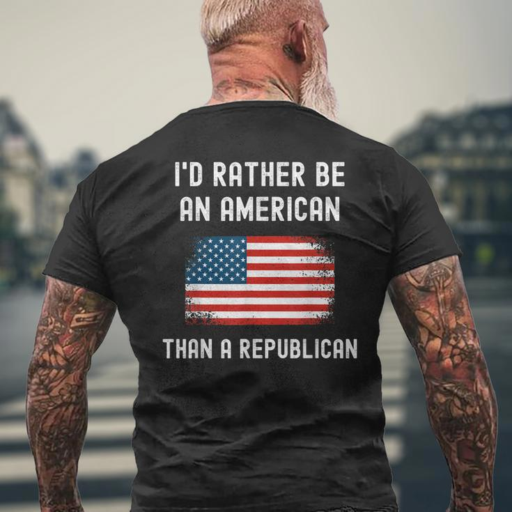 Id Rather Be An American Than A Republican Anti-Republicans Mens Back Print T-shirt Gifts for Old Men