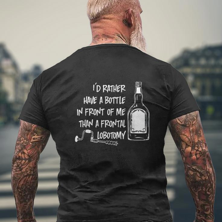 Id Rather Have A Bottle In Front Of Me Mens Back Print T-shirt Gifts for Old Men