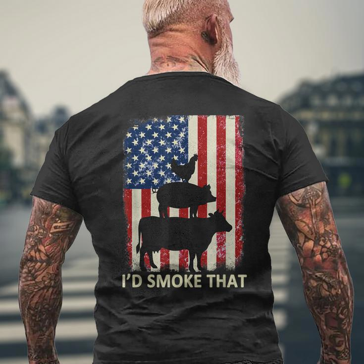 I'd Smoke That American Flag Bbq Barbecue Grilling Mens Back Print T-shirt Gifts for Old Men