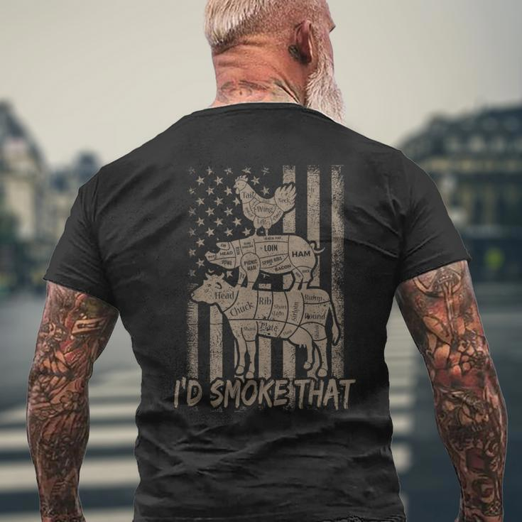 I'd Smoke That Retro Bbq Party Smoker Chef Dad Men's T-shirt Back Print Gifts for Old Men