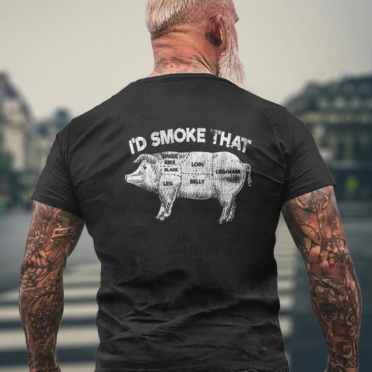 Id Smoke That Pig Grill BBQ Meat Barbeque Mens Back Print T-shirt Gifts for Old Men