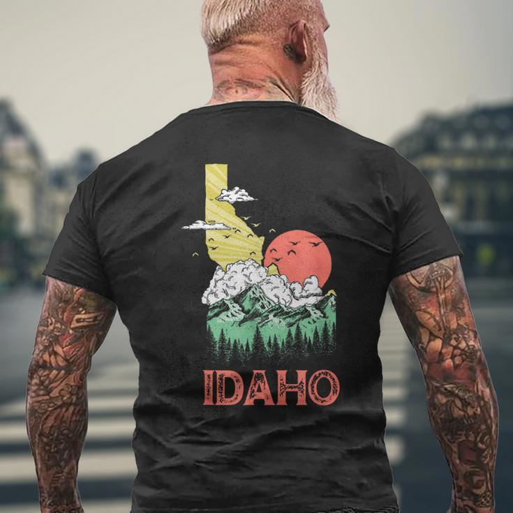 Idaho Outdoors Nature & Mountains Vintage State Pride Retro Men's T-shirt Back Print Gifts for Old Men