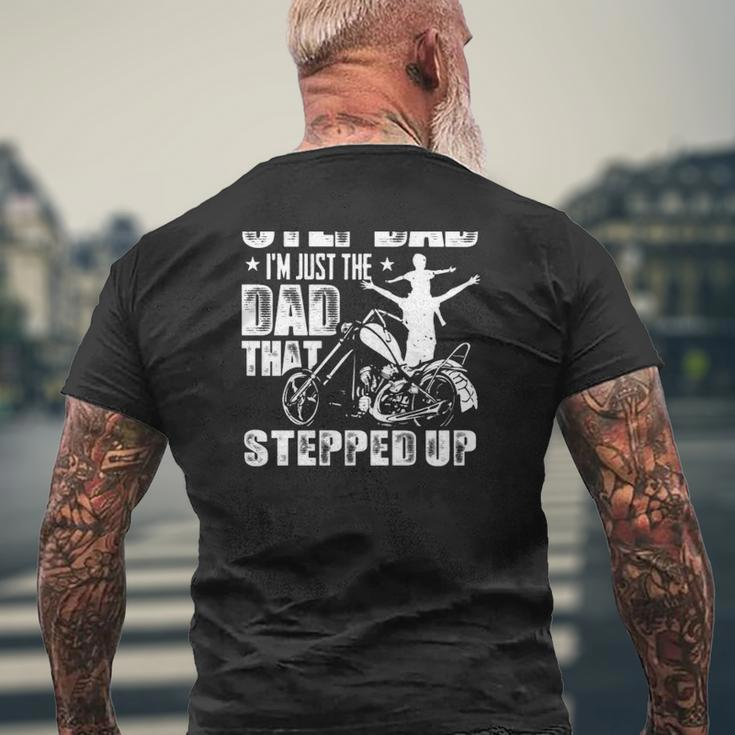 I'm Not The Step Dad I'm Just The Dad That Stepped Up Motorbike Dad And Kid Silhouette Mens Back Print T-shirt Gifts for Old Men