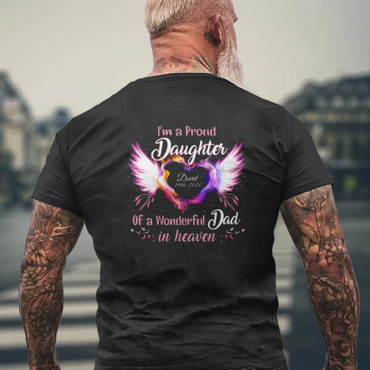 I'm A Proud Daughter Of A Wonderful Dad In Heaven David 1986 2021 Angel Wings Heart Mens Back Print T-shirt Gifts for Old Men