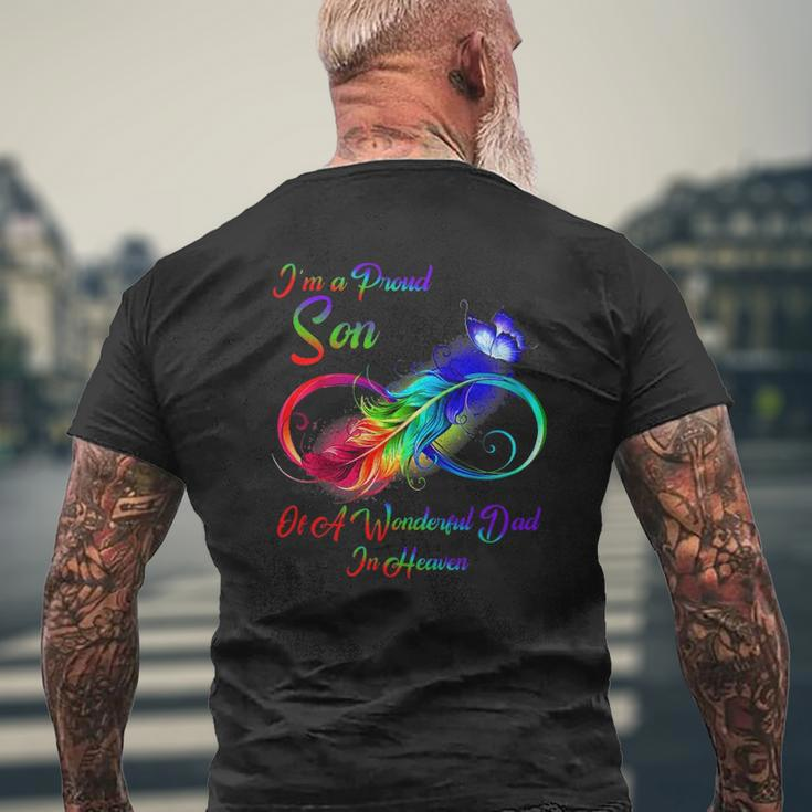 I'm A Proud Son Of A Wonderful Dad In Heaven Mens Back Print T-shirt Gifts for Old Men
