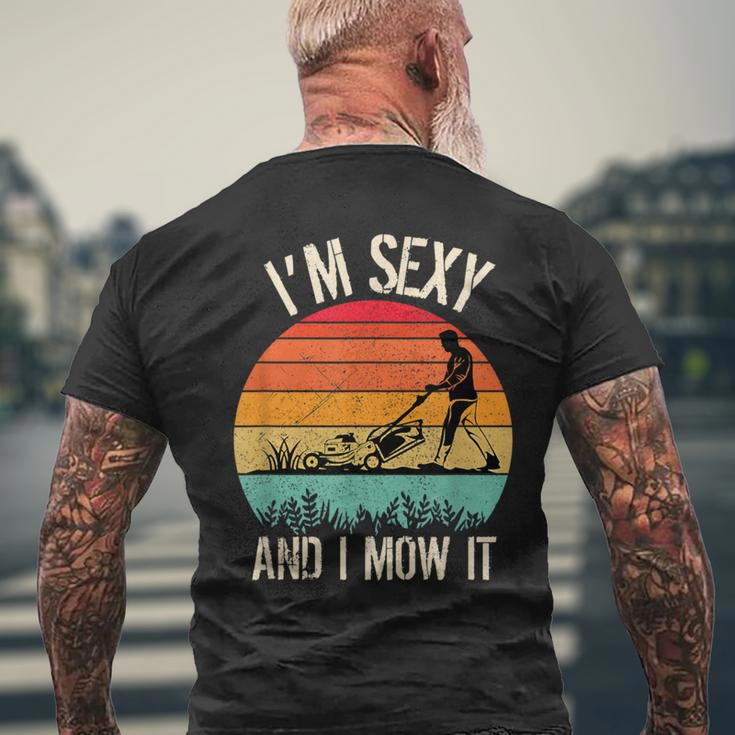 I'm Sexy And I Mow It Gardening Sunset Vintage Men's T-shirt Back Print Gifts for Old Men
