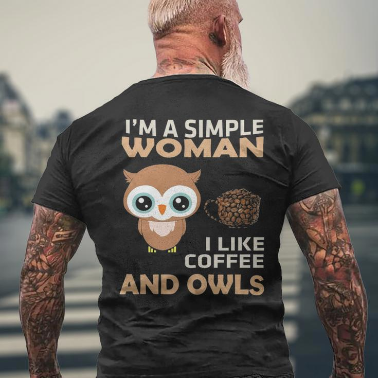 I'm A Simple Woman I Like Coffee And Owls Men's T-shirt Back Print Gifts for Old Men