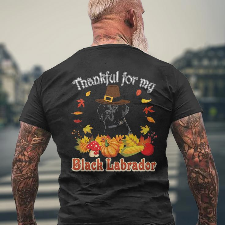 I'm Thankful For My Black Labrador Dog Lover Pumpkin Fall Men's T-shirt Back Print Gifts for Old Men