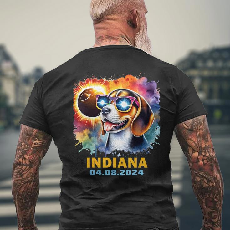 Indiana Total Solar Eclipse 2024 Beagle Dog Colorful Men's T-shirt Back Print Gifts for Old Men
