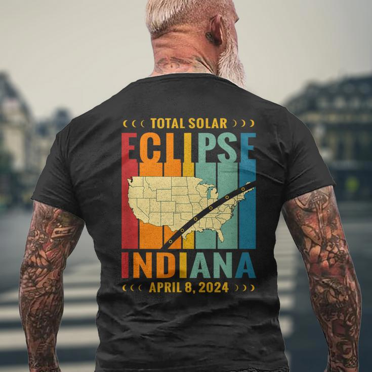 Indiana Vintage Path Of Totality Solar Eclipse April 8 2024 Men's T-shirt Back Print Gifts for Old Men