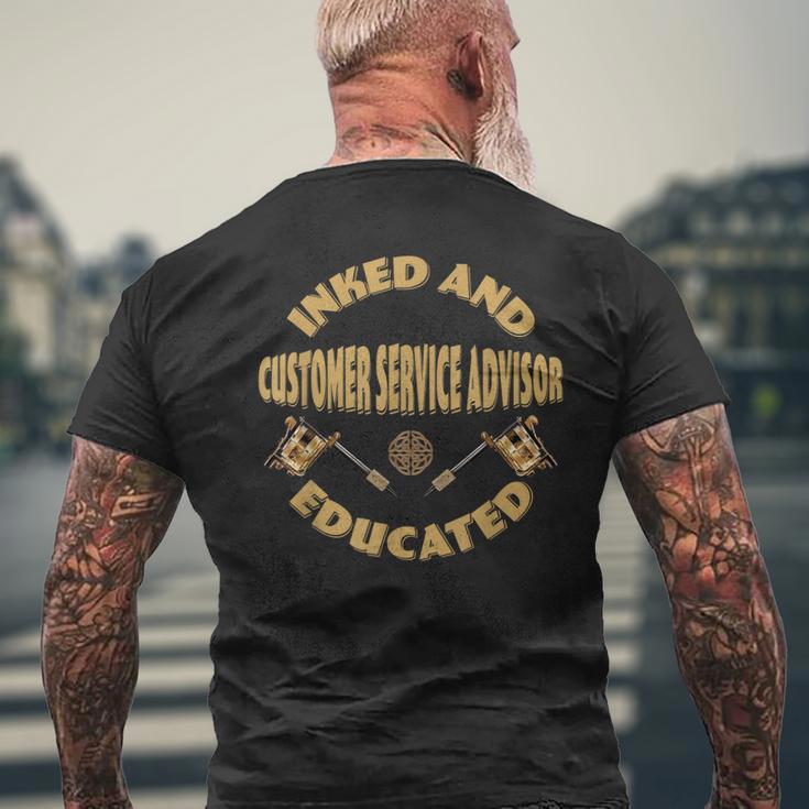 Inked And Educated Customer Service Advisor Men's T-shirt Back Print Gifts for Old Men