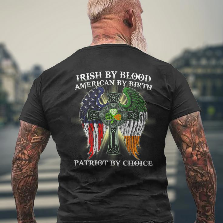 Irish By Blood American By Birth Patriot By Choice On Back Men's T-shirt Back Print Gifts for Old Men
