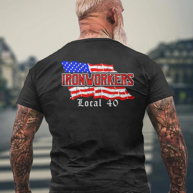 Ironworkers Local 580 Nyc American Flag Patriotic Men's T-shirt Back Print Gifts for Old Men