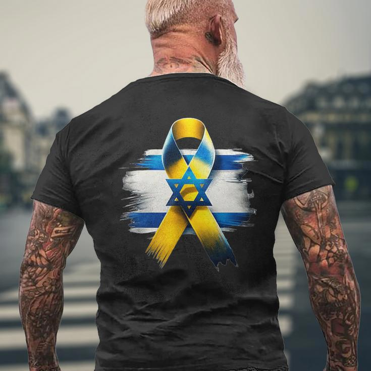 Israel Flag Yellow Ribbon Bring Them Home Now Israel Men's T-shirt Back Print Gifts for Old Men