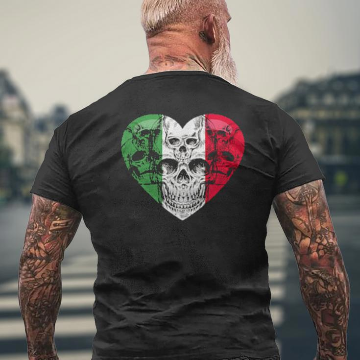 Italia Heart Fan Jersey Italy Flag With Skulls Mens Back Print T-shirt Gifts for Old Men