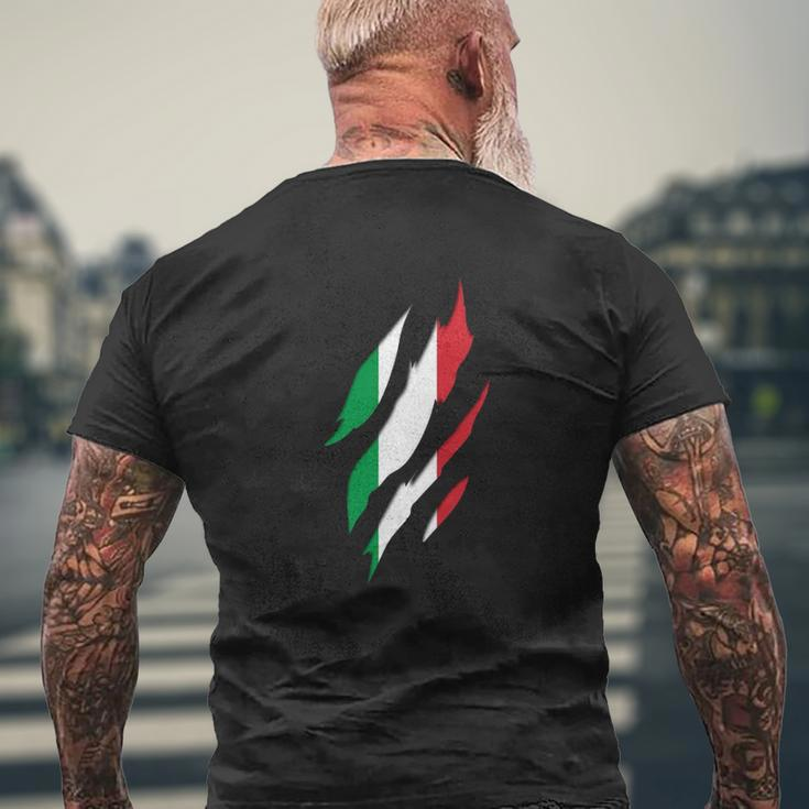 Italy Italian Flag Claw Marks Italian Roots & Heritage Mens Back Print T-shirt Gifts for Old Men