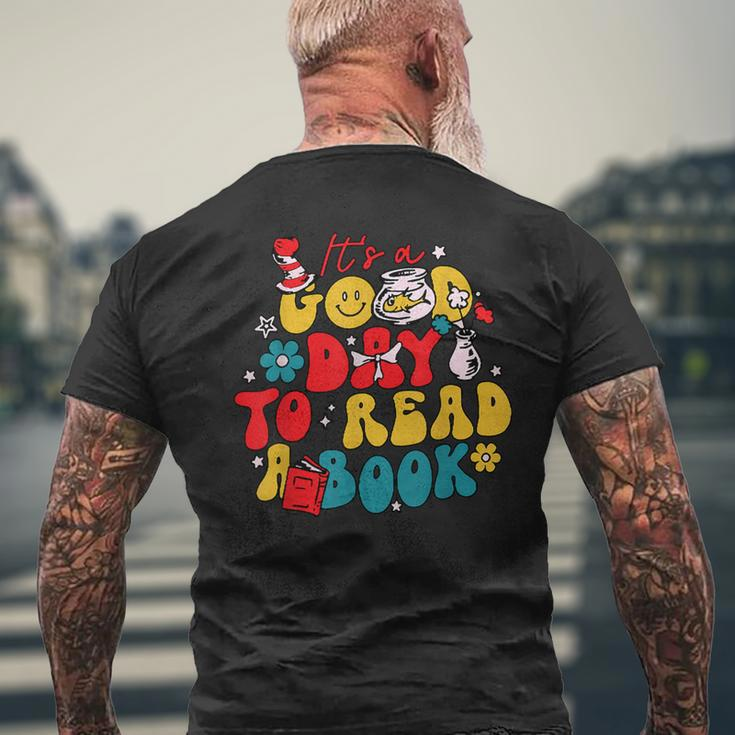 It's A Good Day To Read A Book Reading Day Cat Teachers Men's T-shirt Back Print Gifts for Old Men