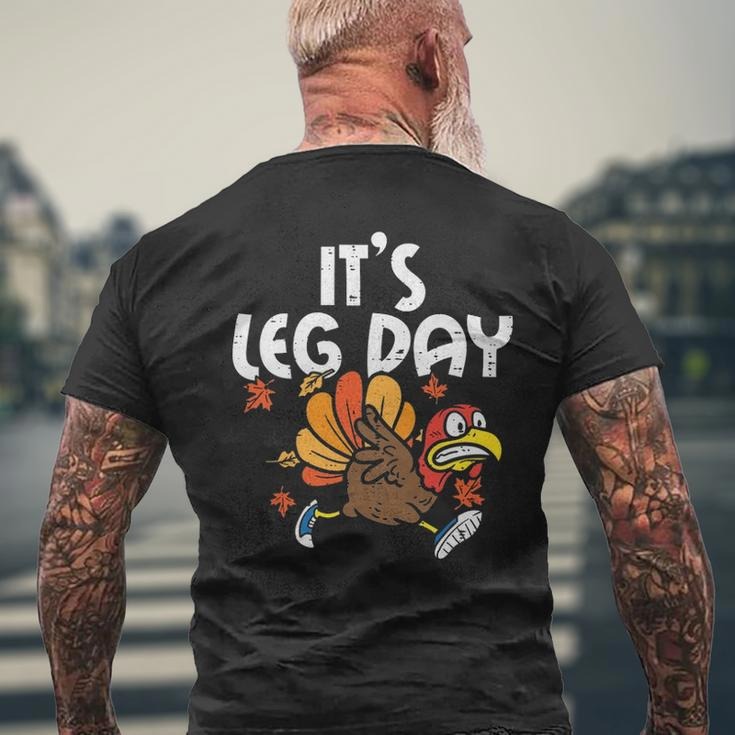 It's Leg Day Turkey Running Thanksgiving Men's T-shirt Back Print Gifts for Old Men