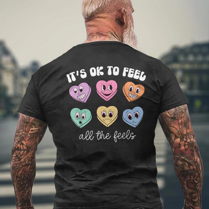 It's Ok To Feel All The Feels Heart Mental Health Awareness Men's T-shirt Back Print Gifts for Old Men