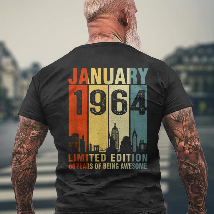January 1964 60 Years Of Being Awesome Vintage Men's T-shirt Back Print Gifts for Old Men