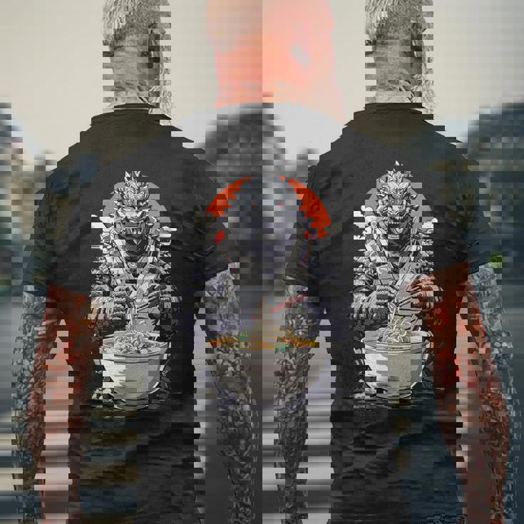 Japanese Monster Kaiju Eating Ramen Men's T-shirt Back Print Gifts for Old Men Japanese Monster Kaiju Eating Ramen Men's T-shirt Back Print Gifts for Old Men