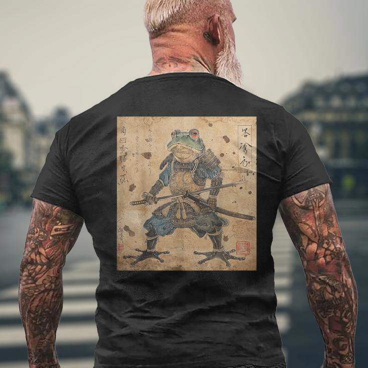 Japanese Samurai Frog In Ukiyo-E Woodblock Style Men's T-shirt Back Print Gifts for Old Men
