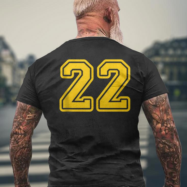 Jersey 22 Golden Yellow Sports Team Jersey Number 22 Men's T-shirt Back Print Gifts for Old Men