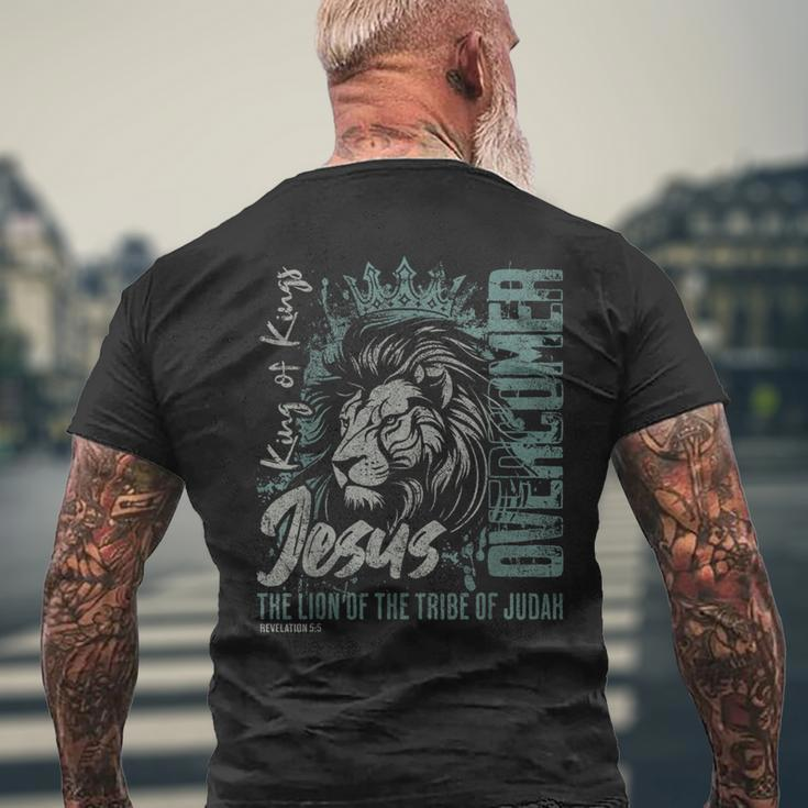 Jesus Is King Lion Of Judah Bible Faith Graphic Christian Men's T-shirt Back Print Gifts for Old Men