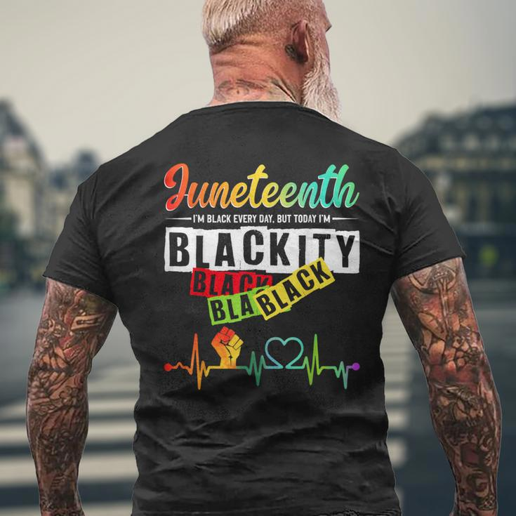 Junenth Blackity Heartbeat Black History African America Men's T-shirt Back Print Gifts for Old Men