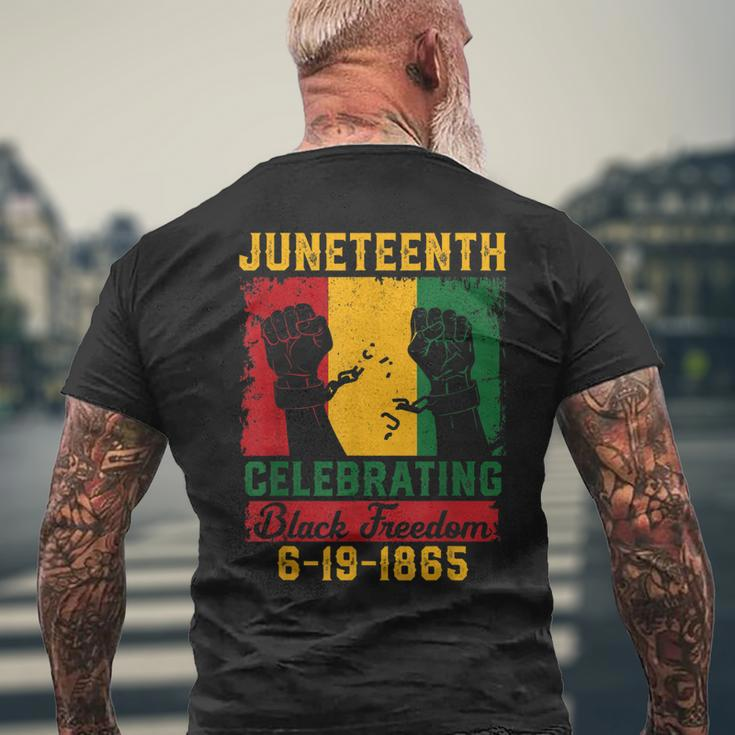 Juneteenth Celebrating Black Freedom 1865 Independence Day Mens Back Print T-shirt Gifts for Old Men
