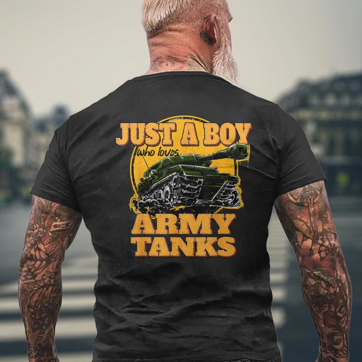 Just A Boy Who Loves Army Tanks Vintage Military Tank Men's T-shirt Back Print Gifts for Old Men