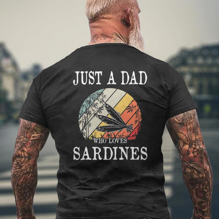 Just A Dad Who Loves Sardines Mens Back Print T-shirt Gifts for Old Men