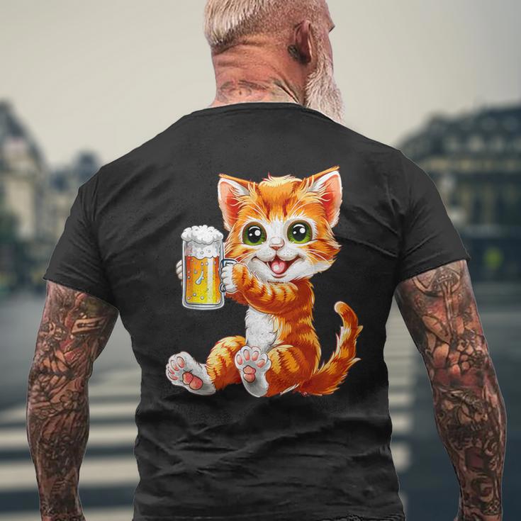 Katze Kater Trinkt Bier Zum Männertag Oderatertag T-Shirt mit Rückendruck Geschenke für alte Männer