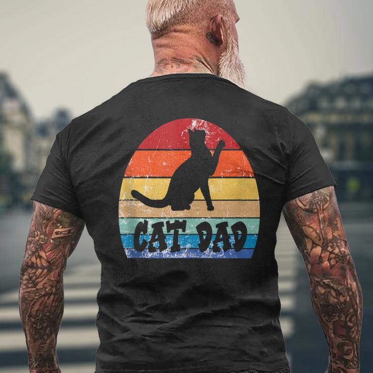 Katze Papaintage Retro Sonnenuntergang Katze Papa Kätzchen Haustier Lustig T-Shirt mit Rückendruck Geschenke für alte Männer